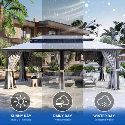 20 Ft. W X 12 Ft. D Aluminum Patio Hardtop Gazebo