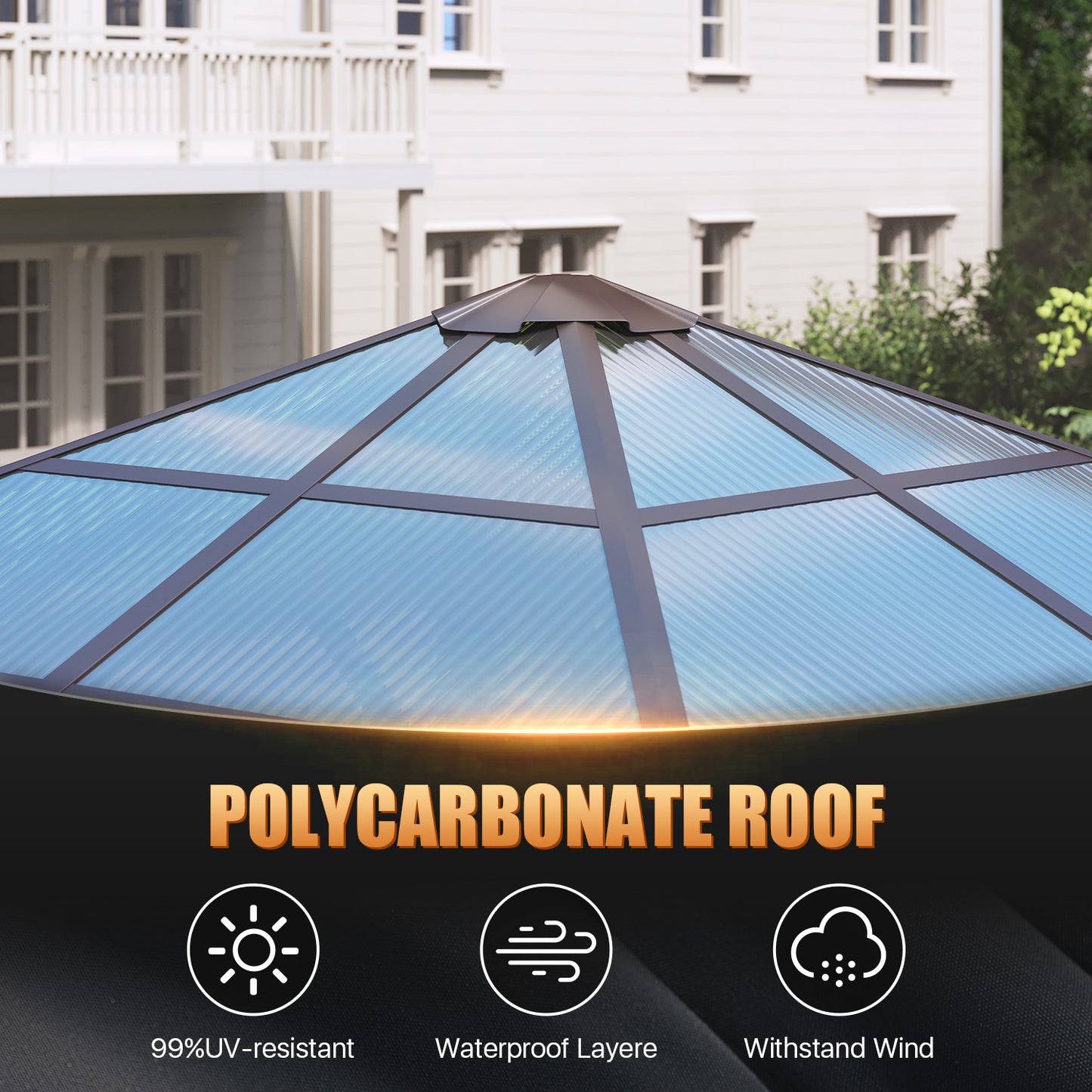 10 Ft. W X 10 Ft. D Aluminum Frame Brown Patio Gazebo