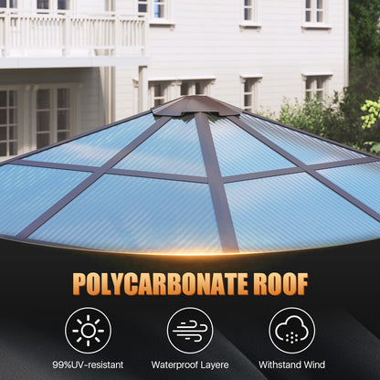10 Ft. W X 10 Ft. D Aluminum Frame Brown Patio Gazebo