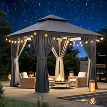 8x8 Ft Outdoor Gazebo With Double Roof, Patio Canopy With Mosquito Netting And Curtains, Suitable For Patios, Lawn And Backyard