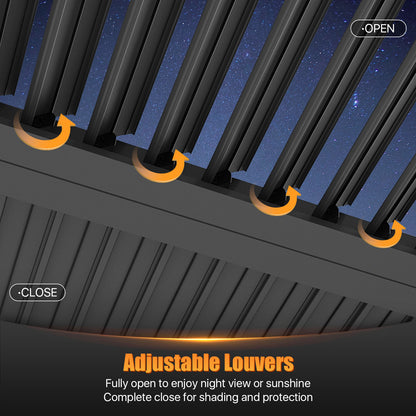 12 Ft. W x 10 Ft. D Outdoor Louvered Aluminum Pergola