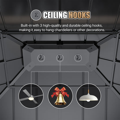 Jolydale 12 X 10 Ft. Soild Wood Gazebo Steel Hardtop Roof Gazebos