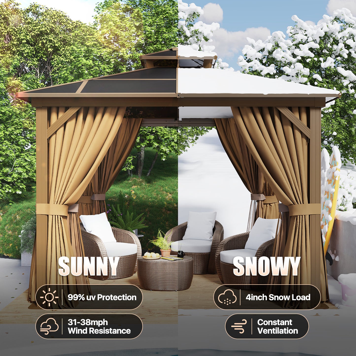 10 Ft. W X 10 Ft. D Aluminum Patio Hardtop Gazebo