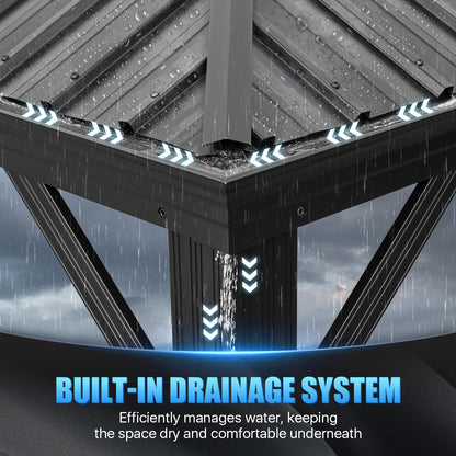 14 Ft. W X 12 Ft. D Metal With Water Guide Roof, 4.7inch Aluminum Post Patio Gazebo