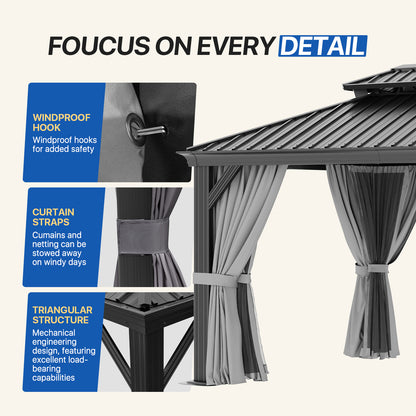 14 Ft. W X 10 Ft. D Metal With Water Guide Roof, 4.7inch Aluminum Post Patio Gazebo