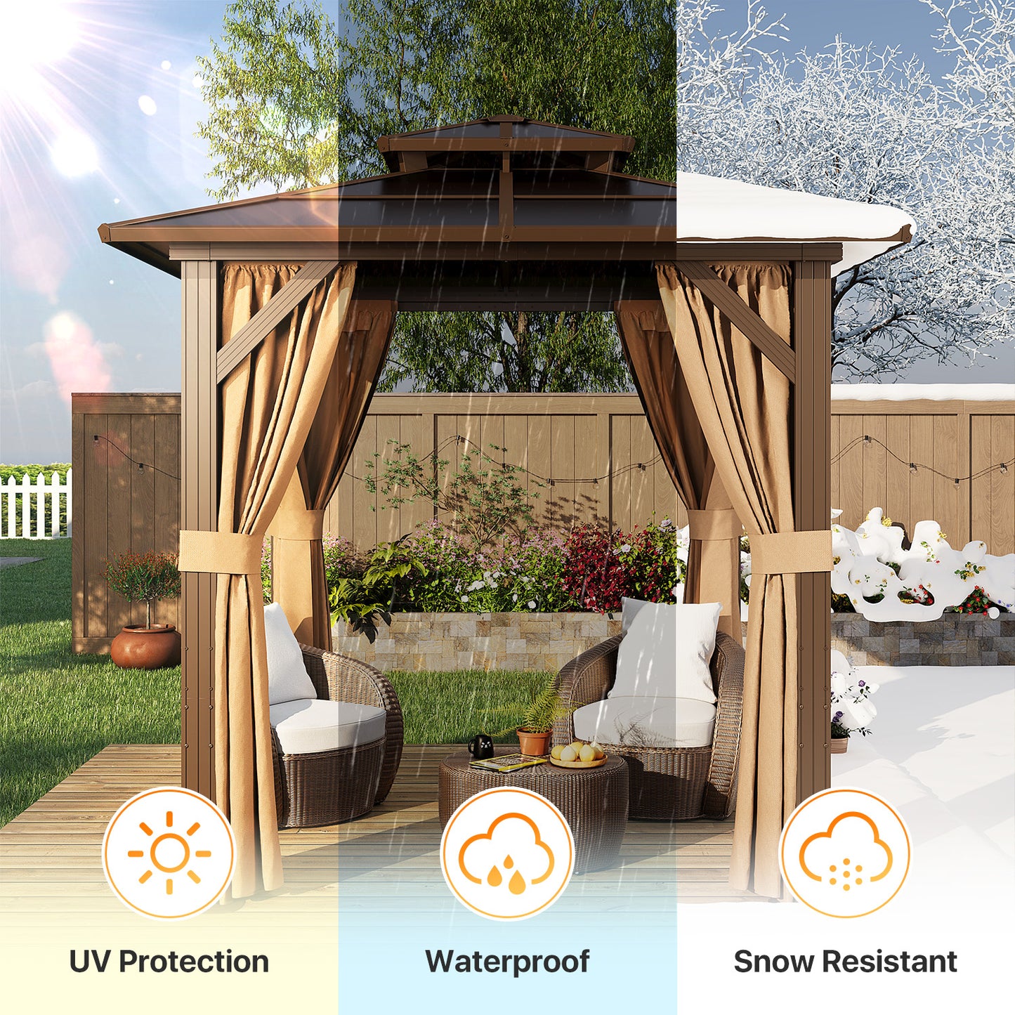 8 Ft. W X 8 Ft. D Aluminum Patio Hardtop Gazebo