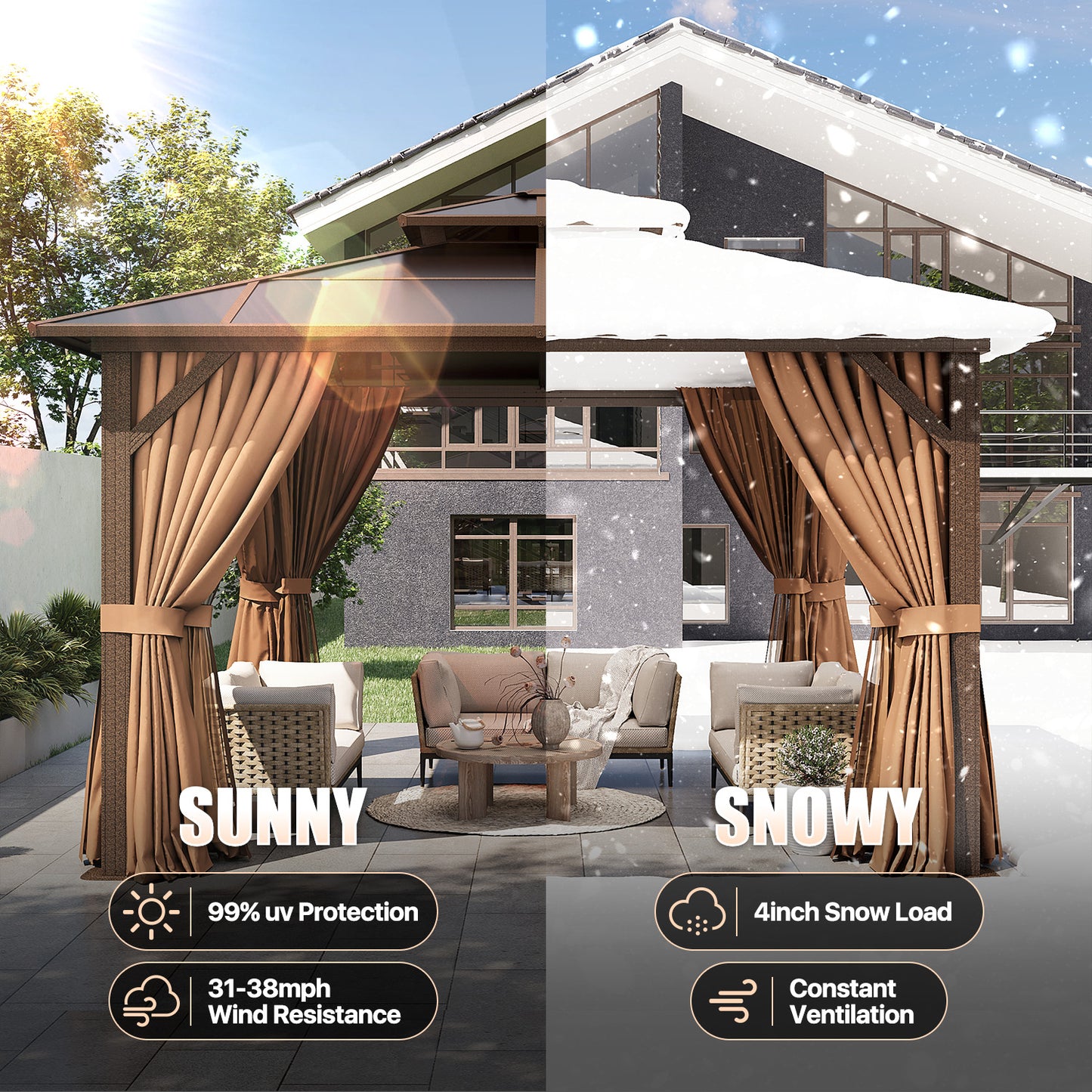 12 Ft. W X 12 Ft. D Aluminum Patio Hardtop Gazebo