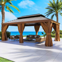 20Ft. W x 12Ft. D Outdoor Cedar Framed Gazebo with Steel Hardtop Permanent Wooden Finished Pavilion
