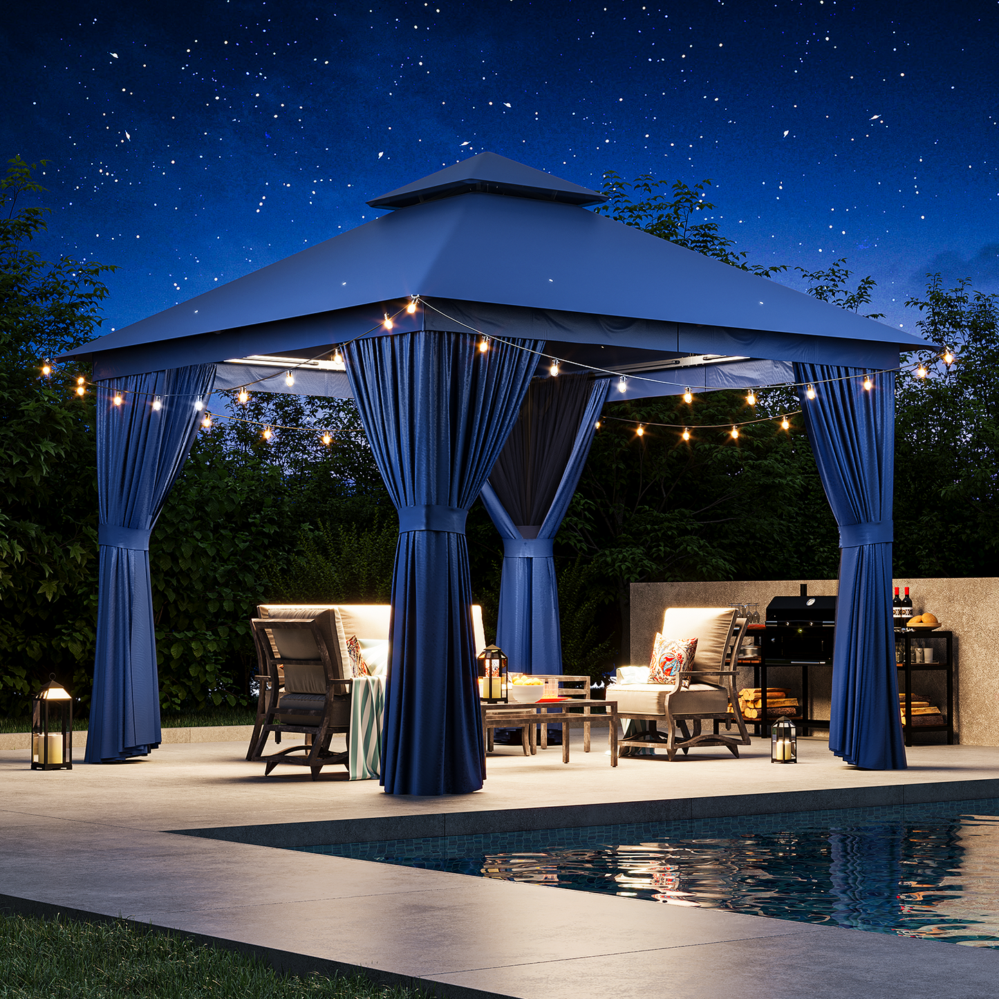 10 Ft. W X 10 Ft. D Steel Patio Gazebo The Soft Roof Gazebos