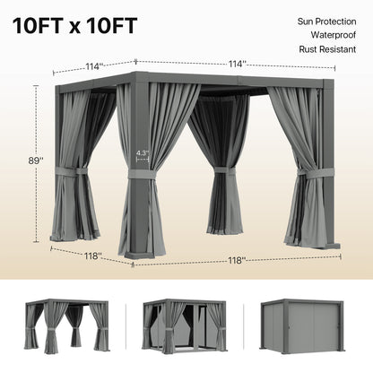 10 Ft. W x 10 Ft. D Outdoor Louvered Aluminum Pergola