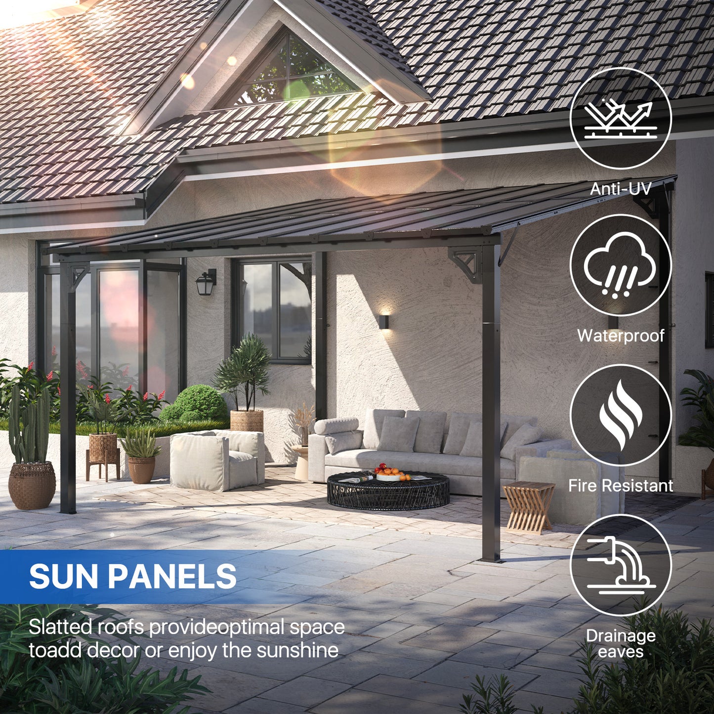12 Ft. W X 12 Ft. D Metal Pergola With Canopy