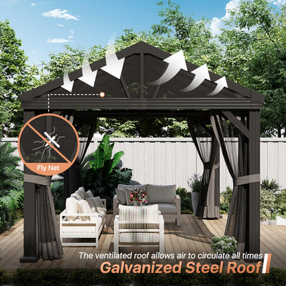 Metal Gazebo 12 Feet Wide X 10 Feet Deep Patio Pergola By JolyDale