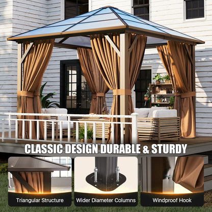 10 Ft. W X 10 Ft. D Aluminum Frame Brown Patio Gazebo