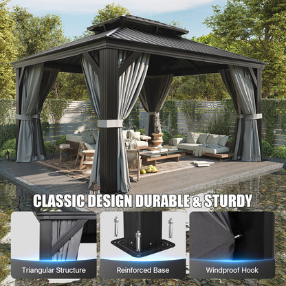 14 Ft. W X 12 Ft. D Metal With Water Guide Roof, 4.7inch Aluminum Post Patio Gazebo