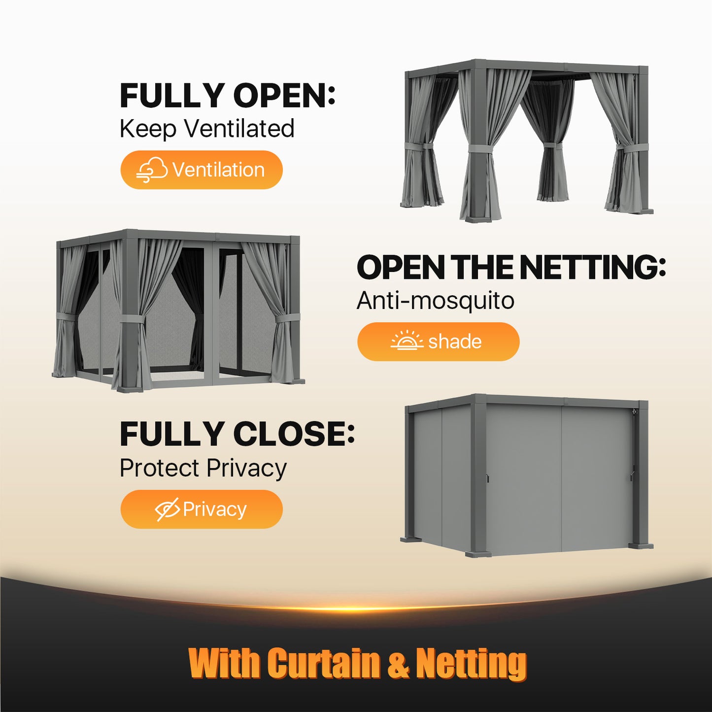 10 Ft. W x 10 Ft. D Outdoor Louvered Aluminum Pergola