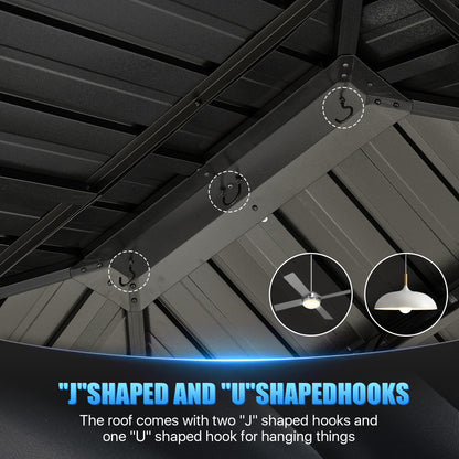 14 Ft. W X 12 Ft. D Metal With Water Guide Roof, 4.7inch Aluminum Post Patio Gazebo