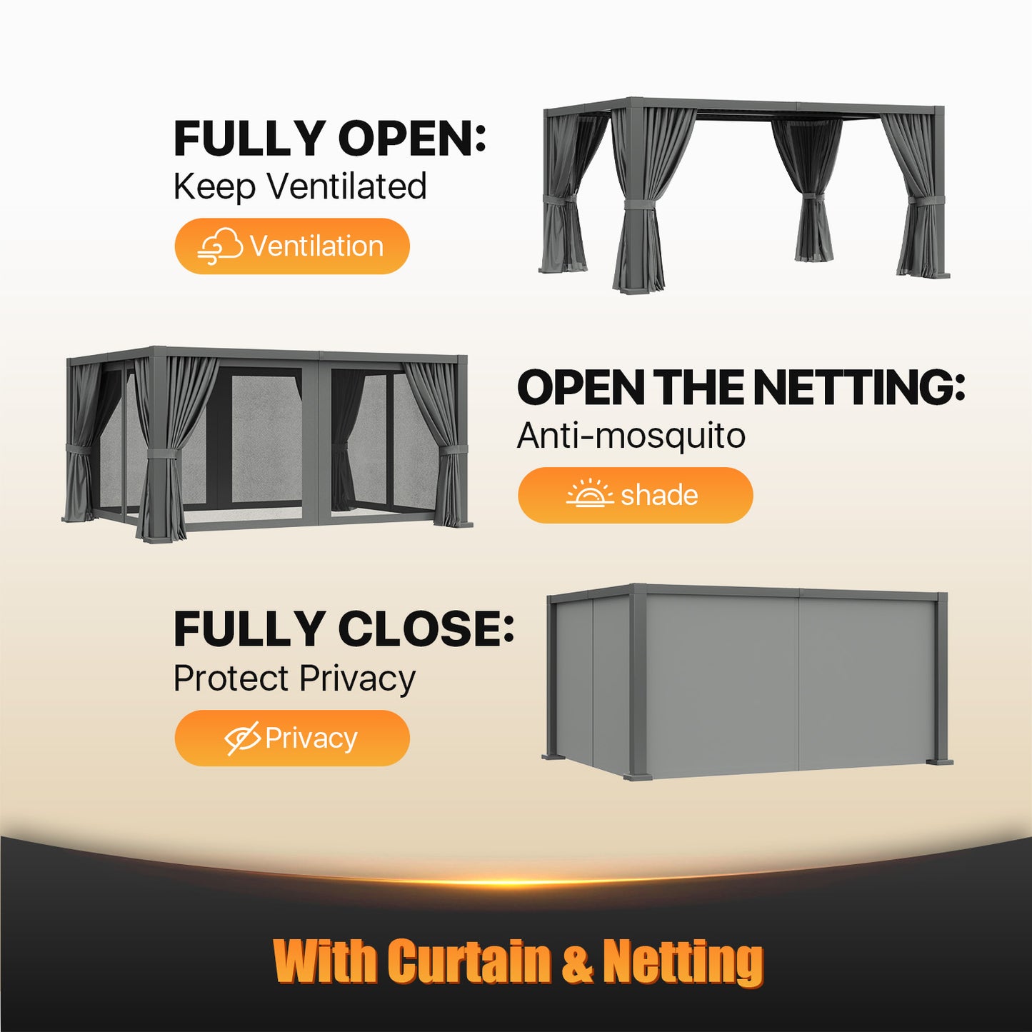 16 Ft. W x 12 Ft. D Outdoor Louvered Aluminum Pergola