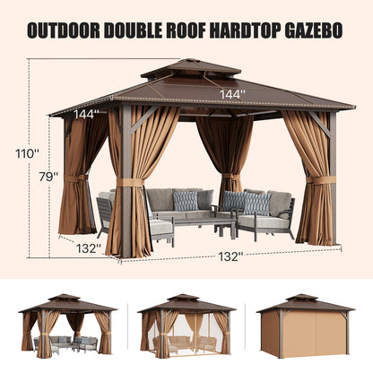 12 Ft. W X 12 Ft. D Aluminum Patio Hardtop Gazebo
