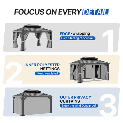 14 Ft. W X 10 Ft. D Metal With Water Guide Roof, 4.7inch Aluminum Post Patio Gazebo