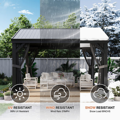 Metal Gazebo 12 Feet Wide X 10 Feet Deep Patio Pergola By JolyDale