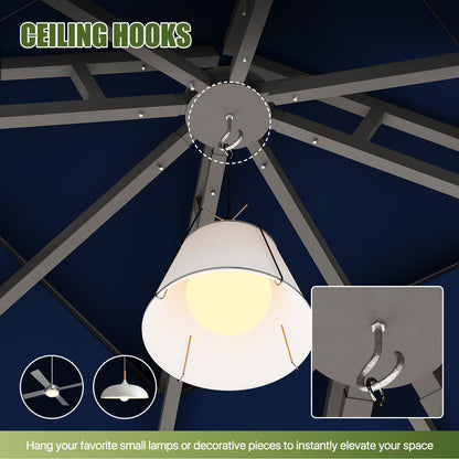 Jolydale 8x8 Ft Outdoor Gazebo With Double Roof, Patio Canopy With Mosquito Netting And Curtains, Suitable For Patios, Lawn And Backyard