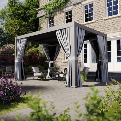 12 Ft. W x 10 Ft. D Outdoor Louvered Aluminum Pergola