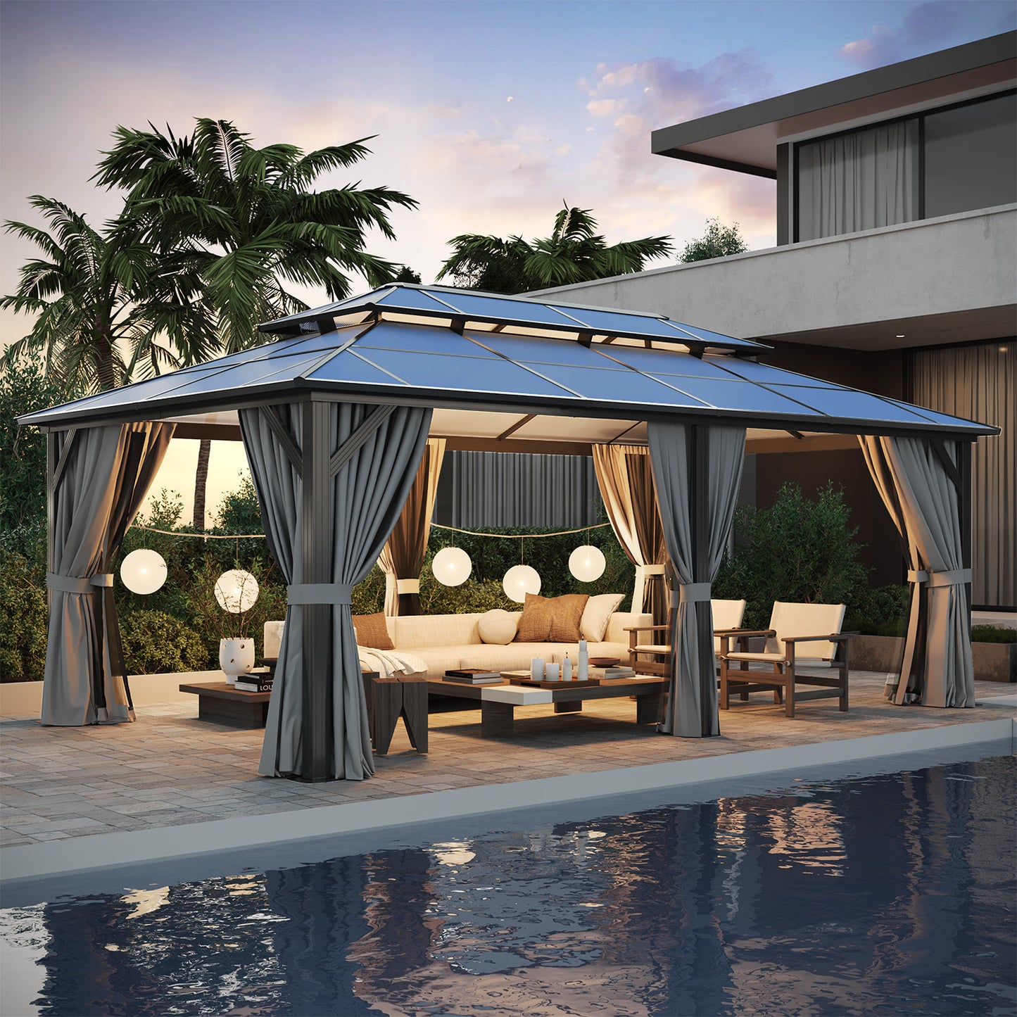 20 Ft. W X 12 Ft. D Aluminum Patio Hardtop Gazebo