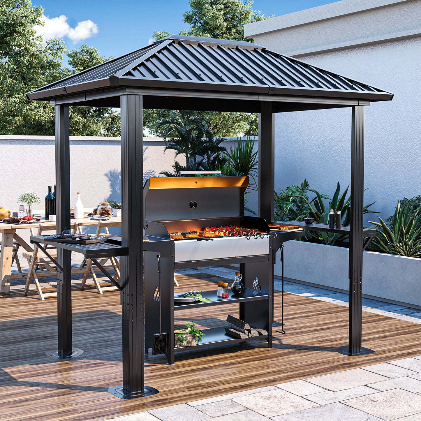 8 Ft. W X 5 Ft. D Metal Patio Gazebo For Bbq