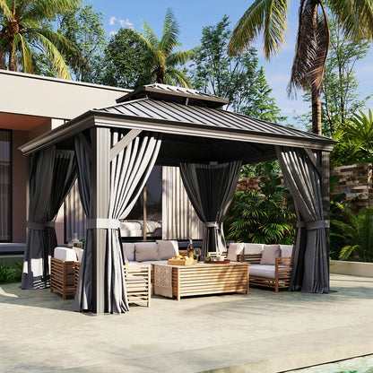 12 Ft. W X 10 Ft. D Metal With Water Guide Roof, 4.7inch Aluminum Post Patio Gazebo