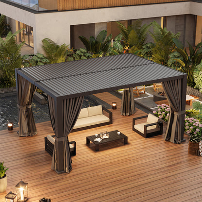 16 Ft. W x 12 Ft. D Outdoor Louvered Aluminum Pergola