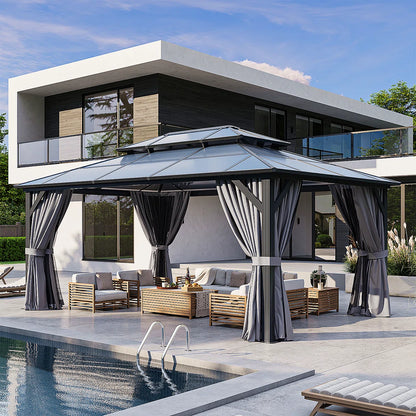 16 Ft. W X 12 Ft. D Metal Patio Gazebo