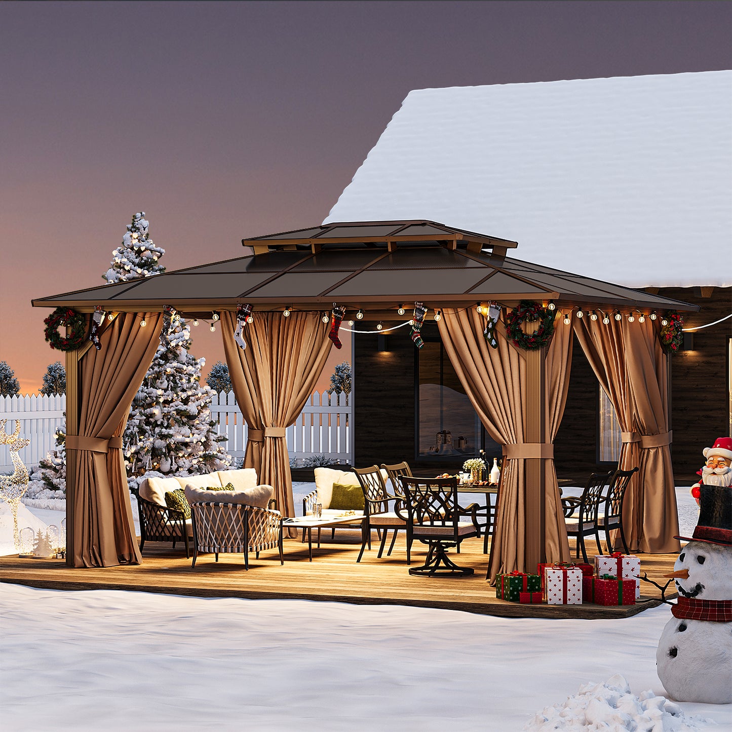 14 Ft. W X 12 Ft. D Aluminum Patio Hardtop Gazebo