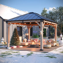 Jolydale 12 X 10 Ft. Soild Wood Gazebo Steel Hardtop Roof Gazebos