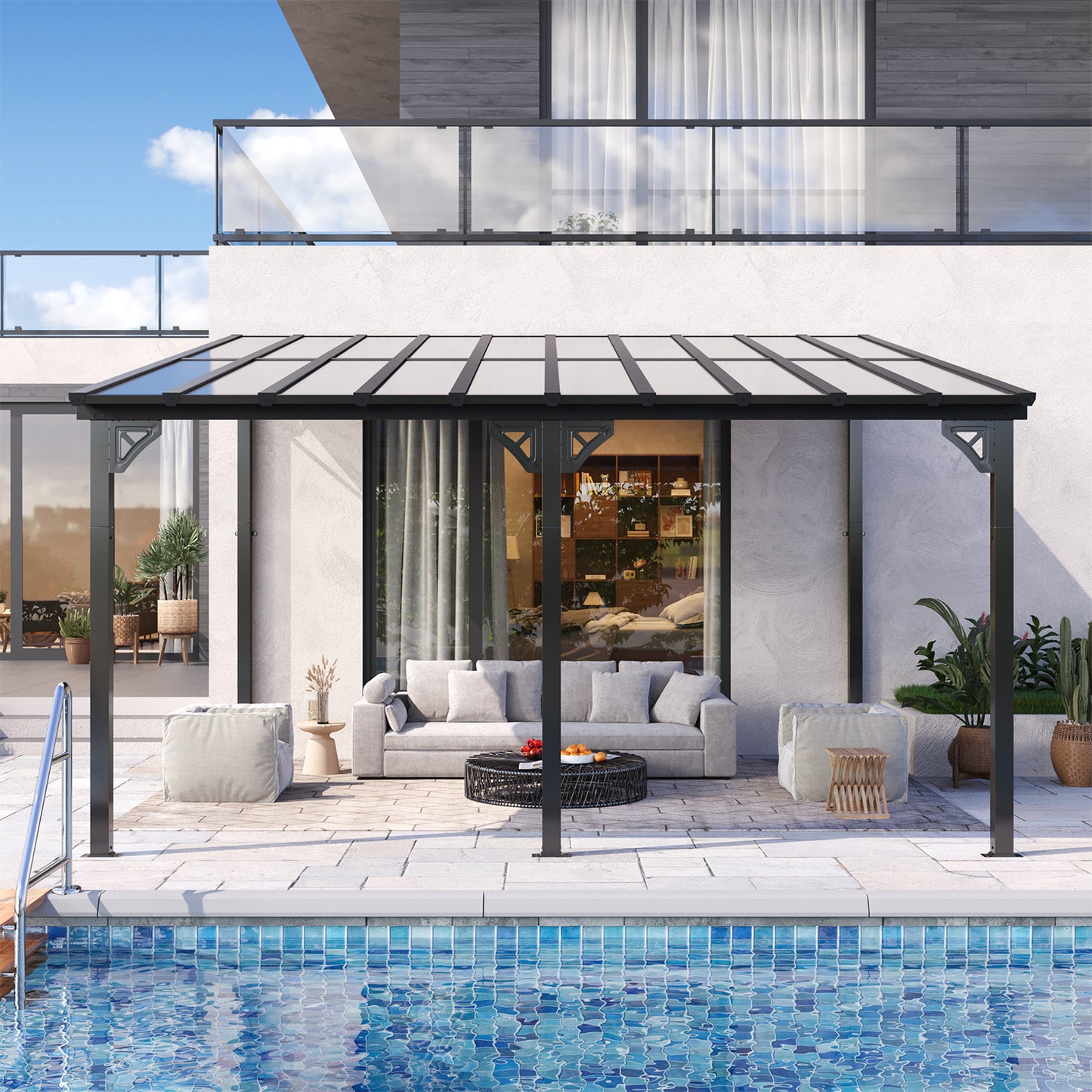 14 Ft. W X 12 Ft. D metal Pergola With Canopy