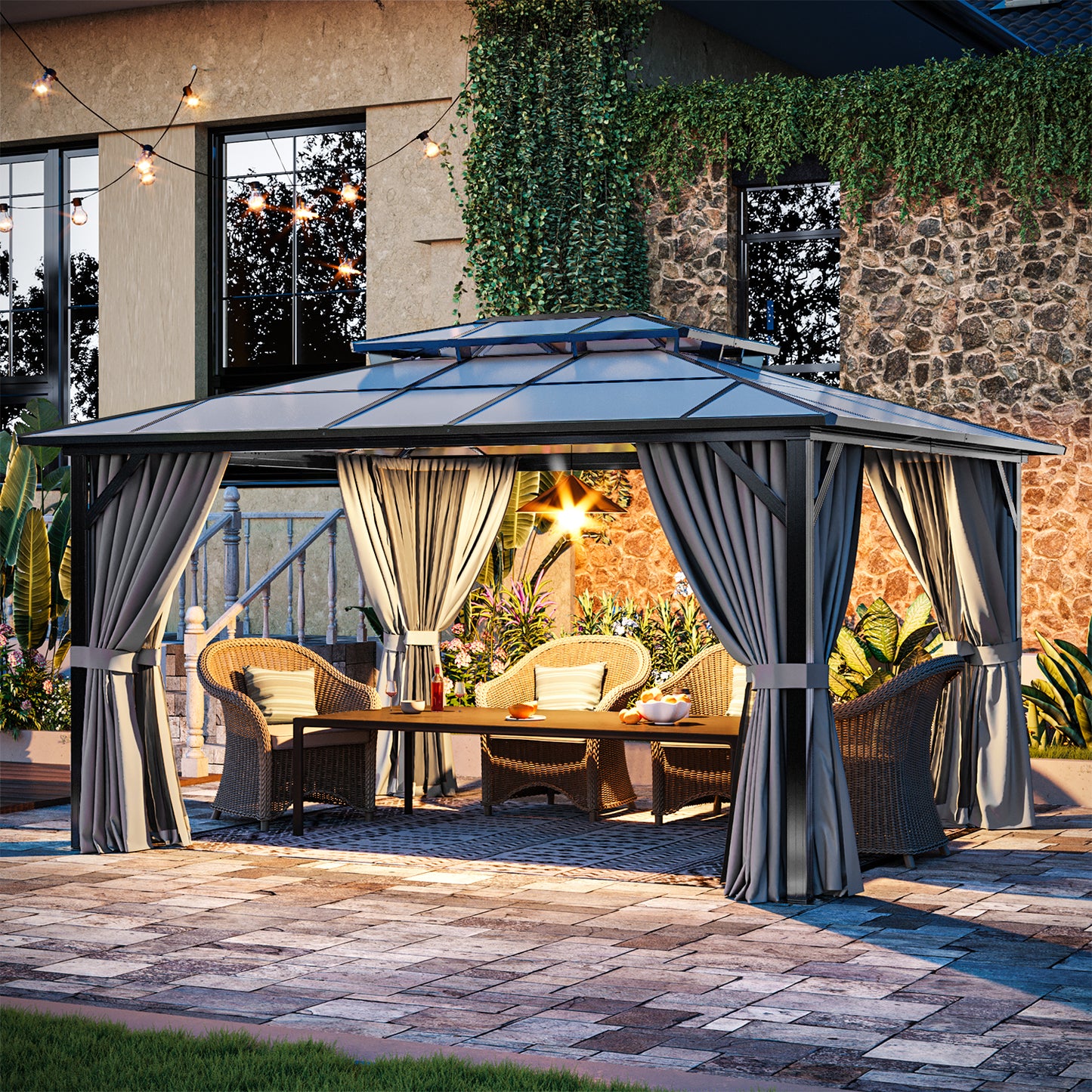 14 Ft. W X 12 Ft. Daluminum Patio Gazebo