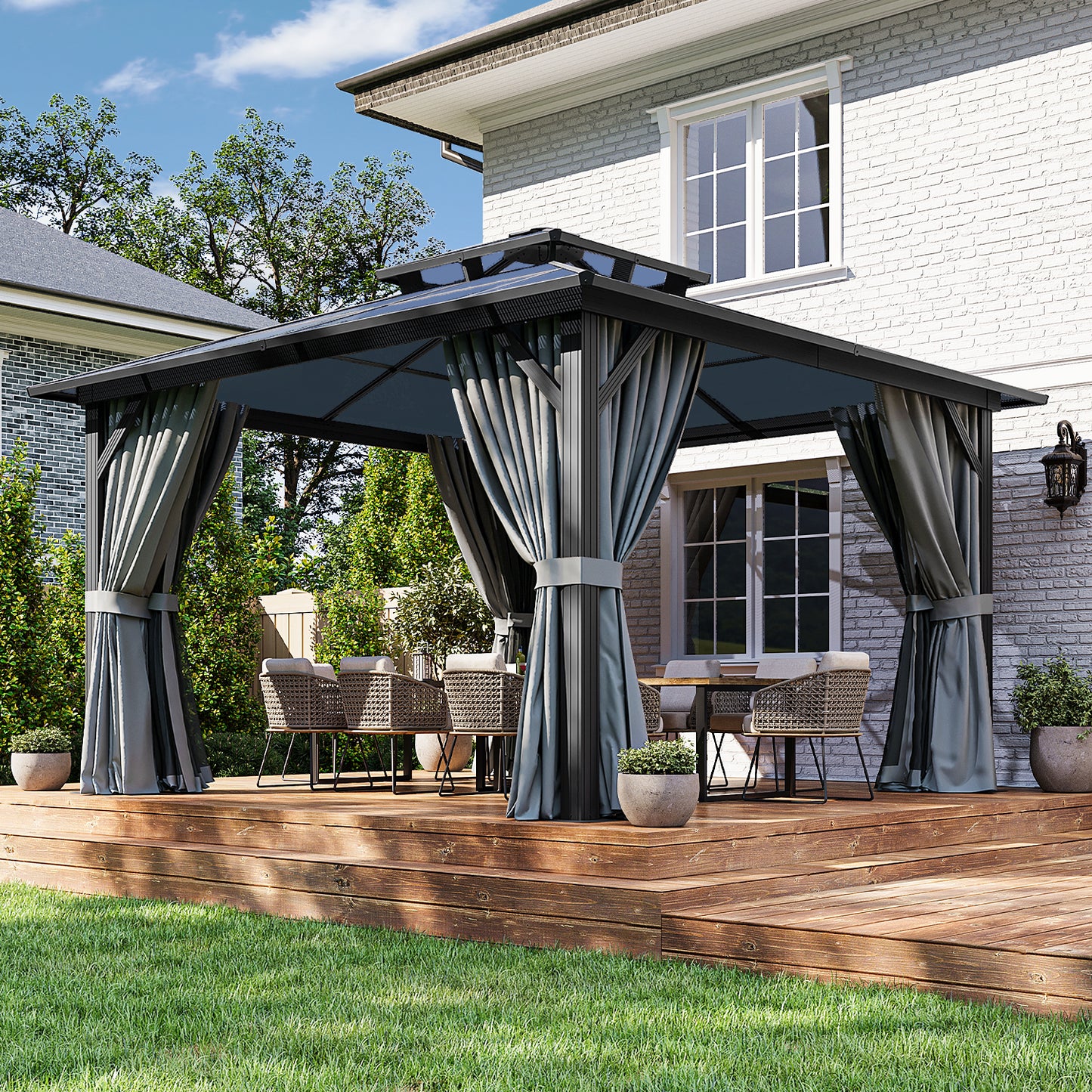 12 Ft. W X 12 Ft. D Aluminum Patio Hardtop Gazebo