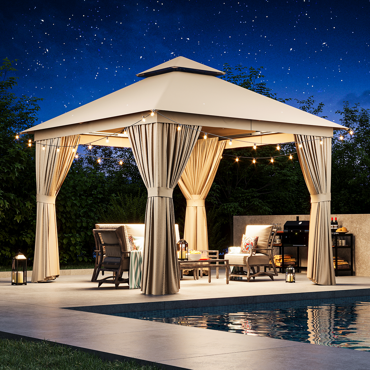 10 Ft. W X 10 Ft. D Steel Patio Gazebo The Soft Roof Gazebos