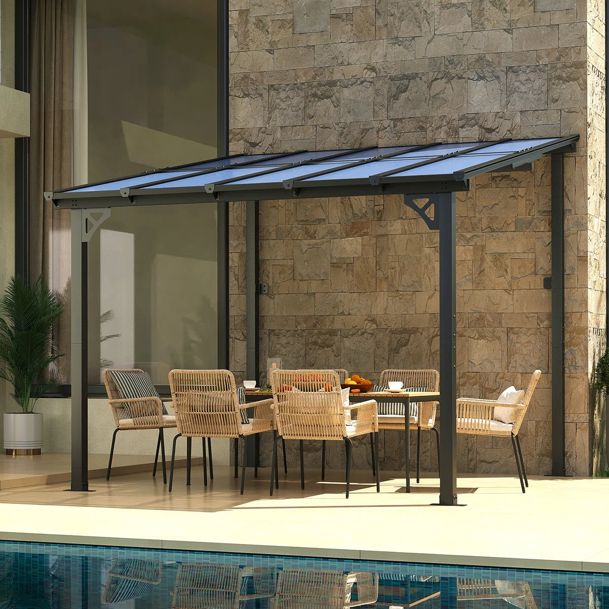 10 Ft. W X 10 Ft. D Metal Pergola With Canopy