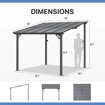10 Ft. W X 10 Ft. D Metal Pergola With Canopy