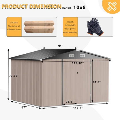 10 ft. W x 8 ft. D Metal Storage Shed with Metal Base Frame Kit
