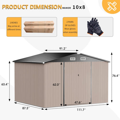 7 ft. 6 in. W x 3 ft. 8 in. D Metal Lean-To Storage Shed