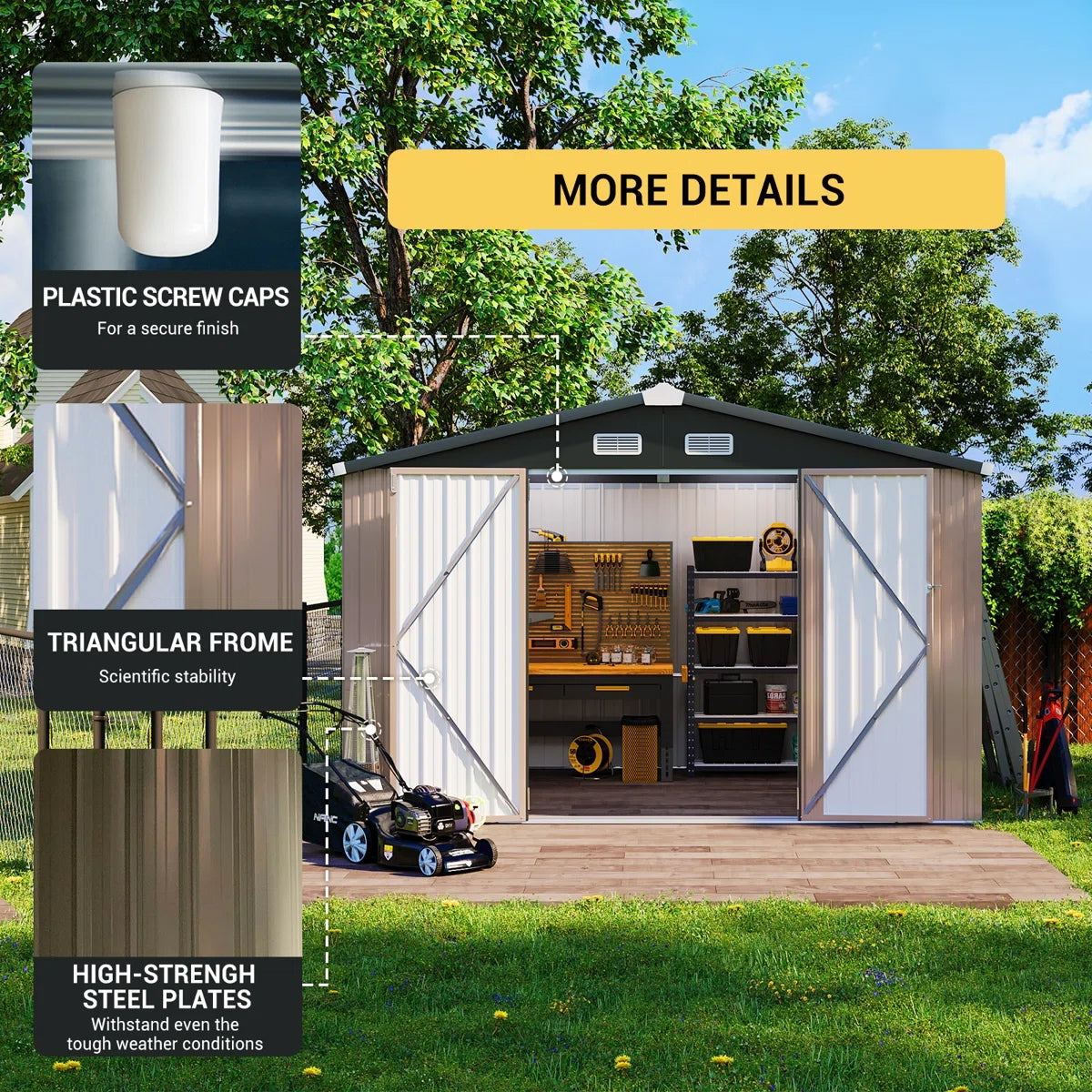 7 ft. 6 in. W x 3 ft. 8 in. D Metal Lean-To Storage Shed