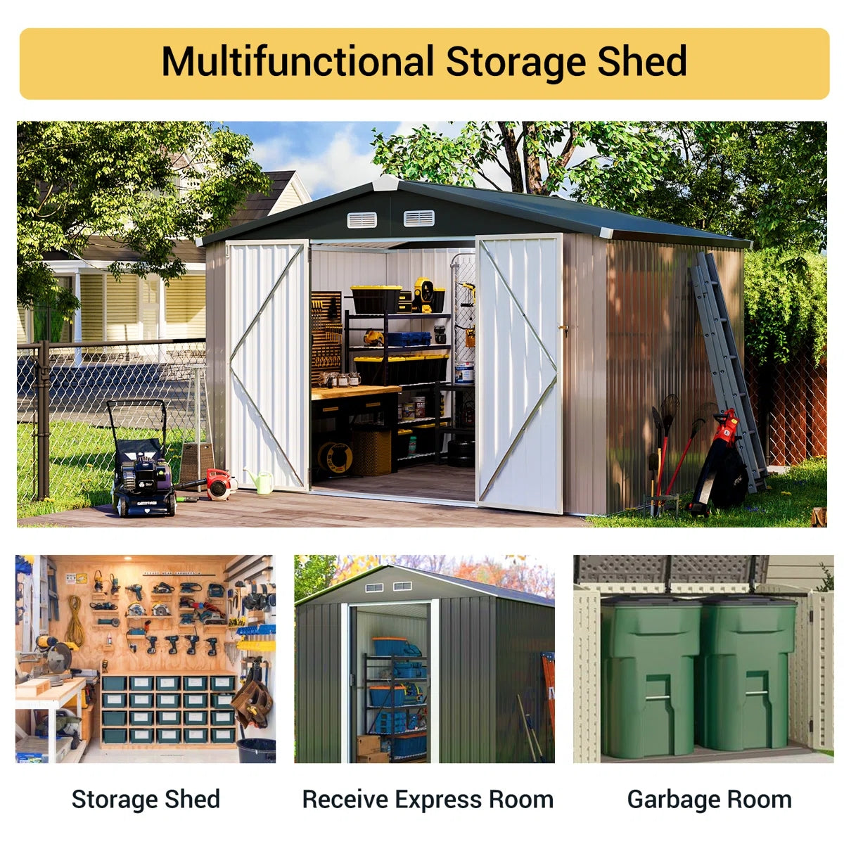 7 ft. 6 in. W x 3 ft. 8 in. D Metal Lean-To Storage Shed