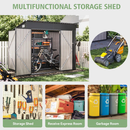 7 ft. 6 in. W x 3 ft. 8 in. D Metal Lean-To Storage Shed