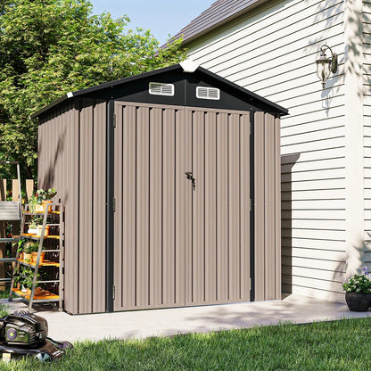 6.4 Ft. W x 4.0 Ft. D Steel Storage Shed with Door Lock and Floor