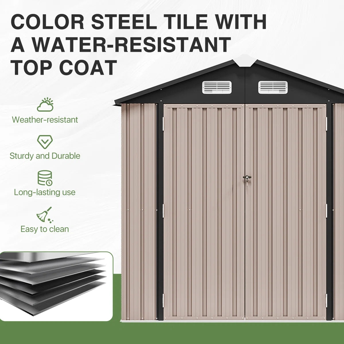 6.4 Ft. W x 4.0 Ft. D Steel Storage Shed with Door Lock and Floor