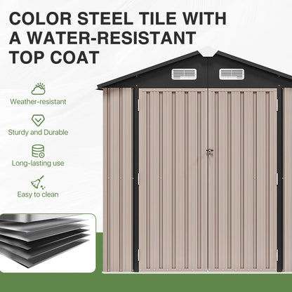 6.4 Ft. W x 4.0 Ft. D Steel Storage Shed with Door Lock and Floor