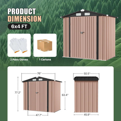 6.4 Ft. W X 4.0 Ft. D Metal Storage Shed With Metal Base Frame Kit