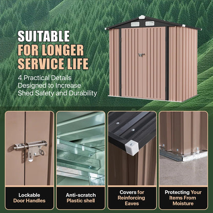 6.4 Ft. W X 4.0 Ft. D Metal Storage Shed With Metal Base Frame Kit