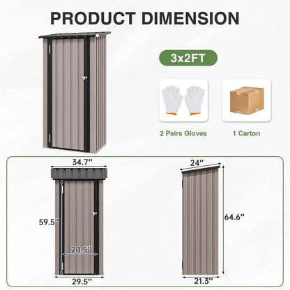 3' x 2' Outdoor Metal Lean To Shed